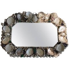 Mid-Century Vintage Octagonal Shell Encrusted Mirror by Anthony Redmile