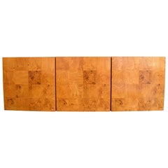 Milo Baughman Wall-Mounted Burl Wood Cabinet