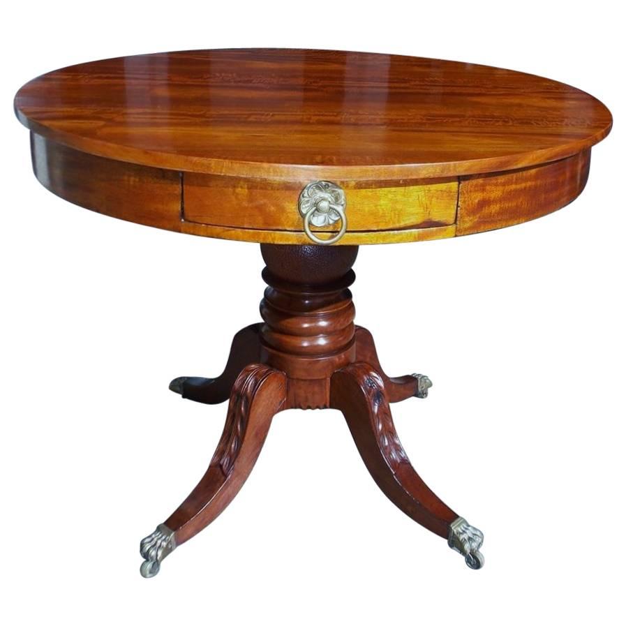 American Federal Mahogany Pedestal Drum Table, Boston, Circa 1830