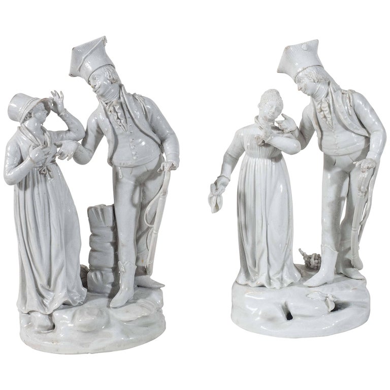 A Pair Of Antique Le Nove Porcelain Statues For Sale at 1stDibs