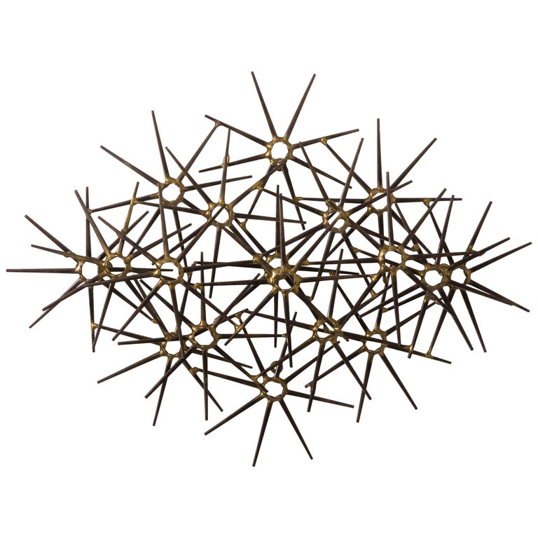 MidCentury Modern Metal Starburst Wall Sculpture For Sale at 1stDibs