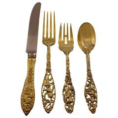 Labors of Cupid Gold by D&H Sterling Silver Flatware Service 8 Set Vermeil 32 Pc