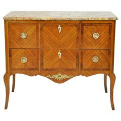 French Louis XV Style Marble-Top Commode with Wonderful Inlays