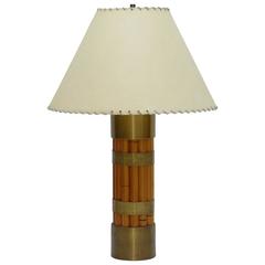 Rare Russel Wright Bamboo and Brass Lamp