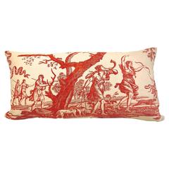 18th Century French Toile De Nantes of Diane the Huntress Pillow