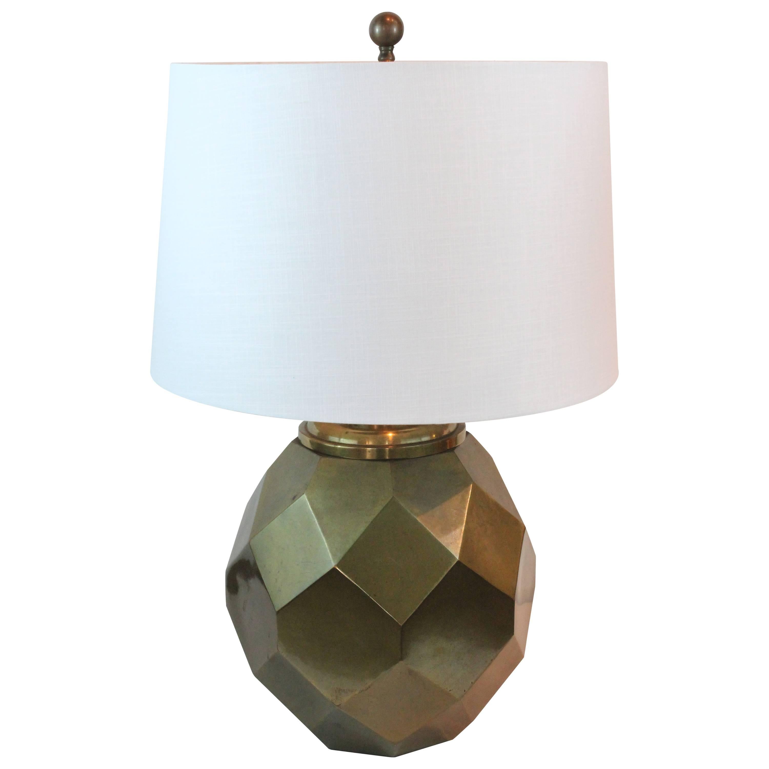 Geodesic Brass Lamp For Sale