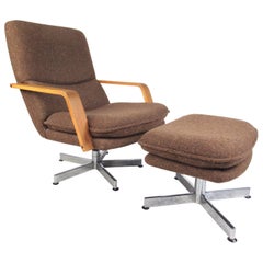 Mid-Century Modern Style Swivel Lounge Chair with Ottoman