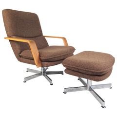 Mid-Century Modern Style Swivel Lounge Chair with Ottoman 2