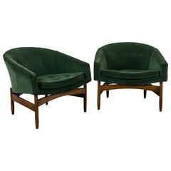 Retro Mid-Century Barrel Back Lounge Chairs by Lawrence Peabody for Nemschoff