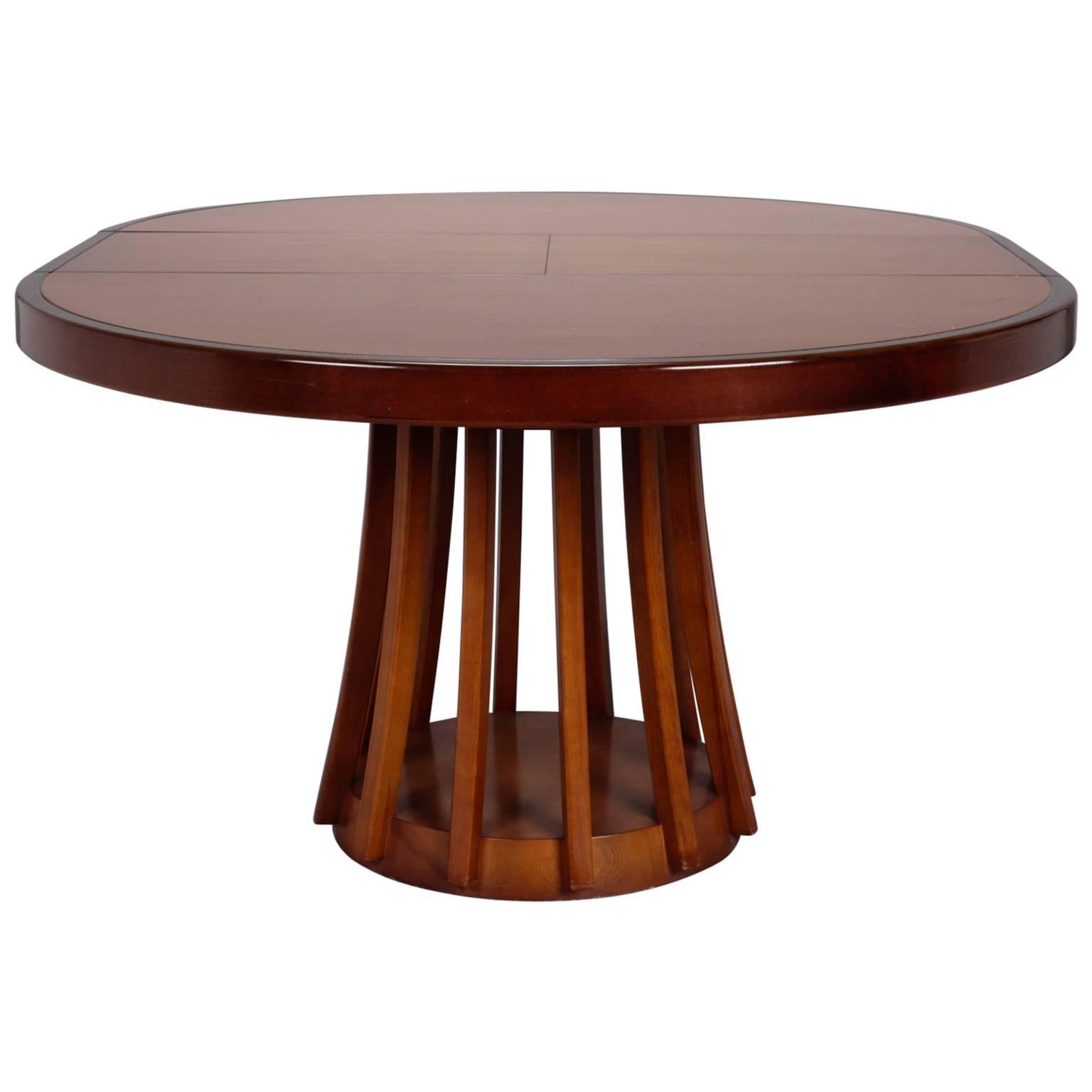 Mid-Century Round Italian Table with Self Storing Butterfly Leaf