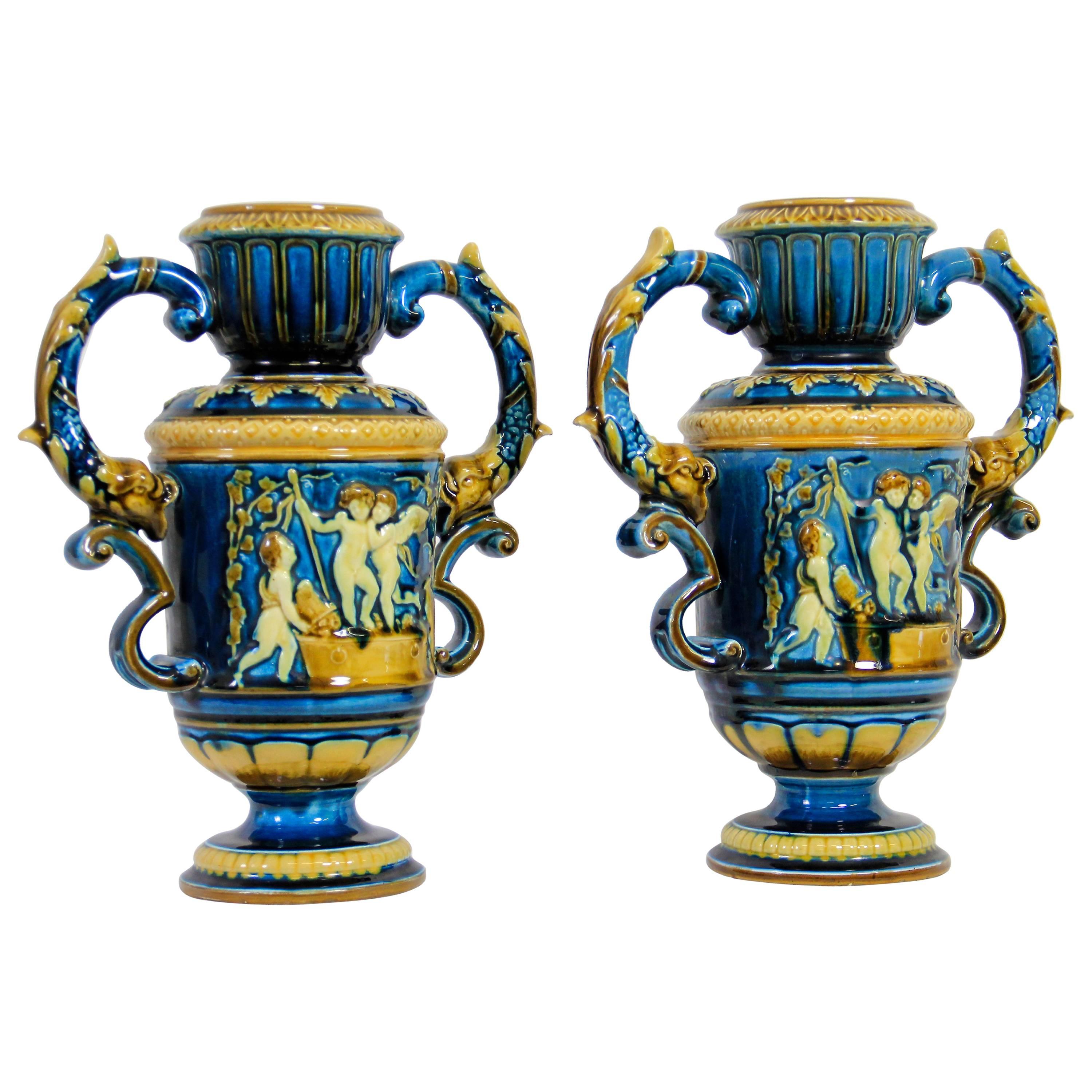 Amazing Pair of Art Nouveau Vases by Schütz Blansko, circa 1900
