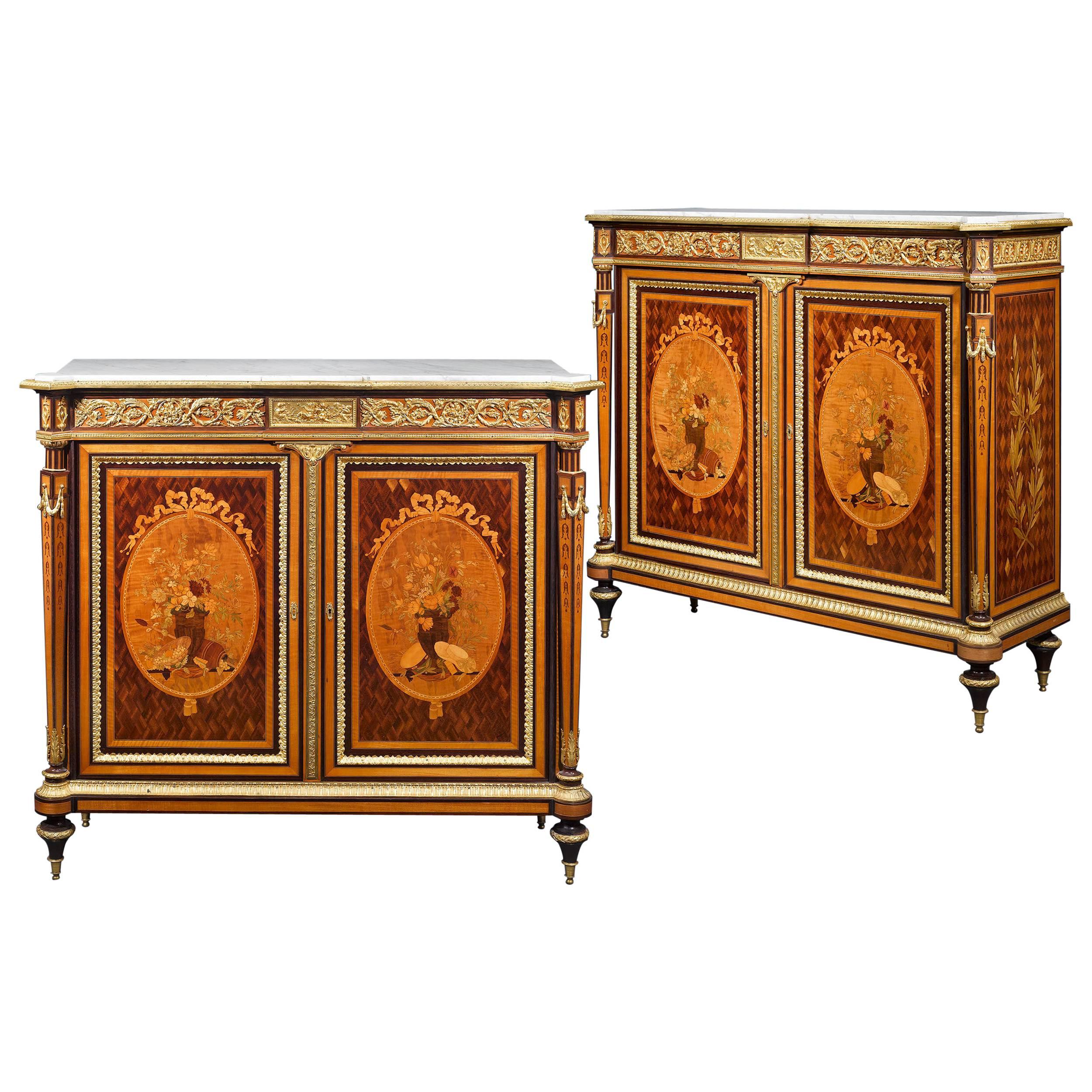 Exceptional Inlaid Cabinets Attributed to Victor Paillard