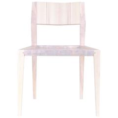 White Armless Contemporary Ash Chair with Faceted Legs and Seat Back