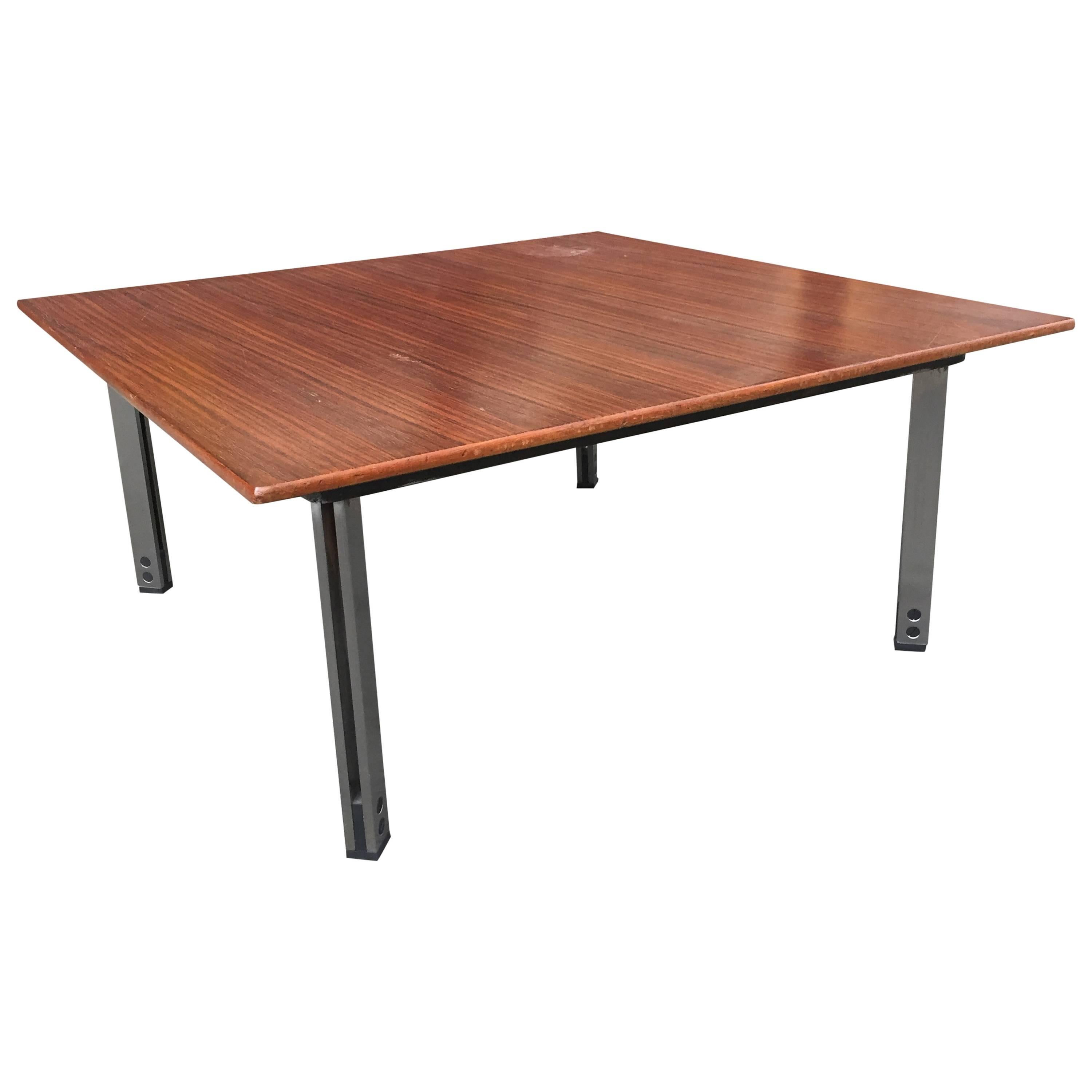 Italian Rosewood and Aluminum Low Coffee Table