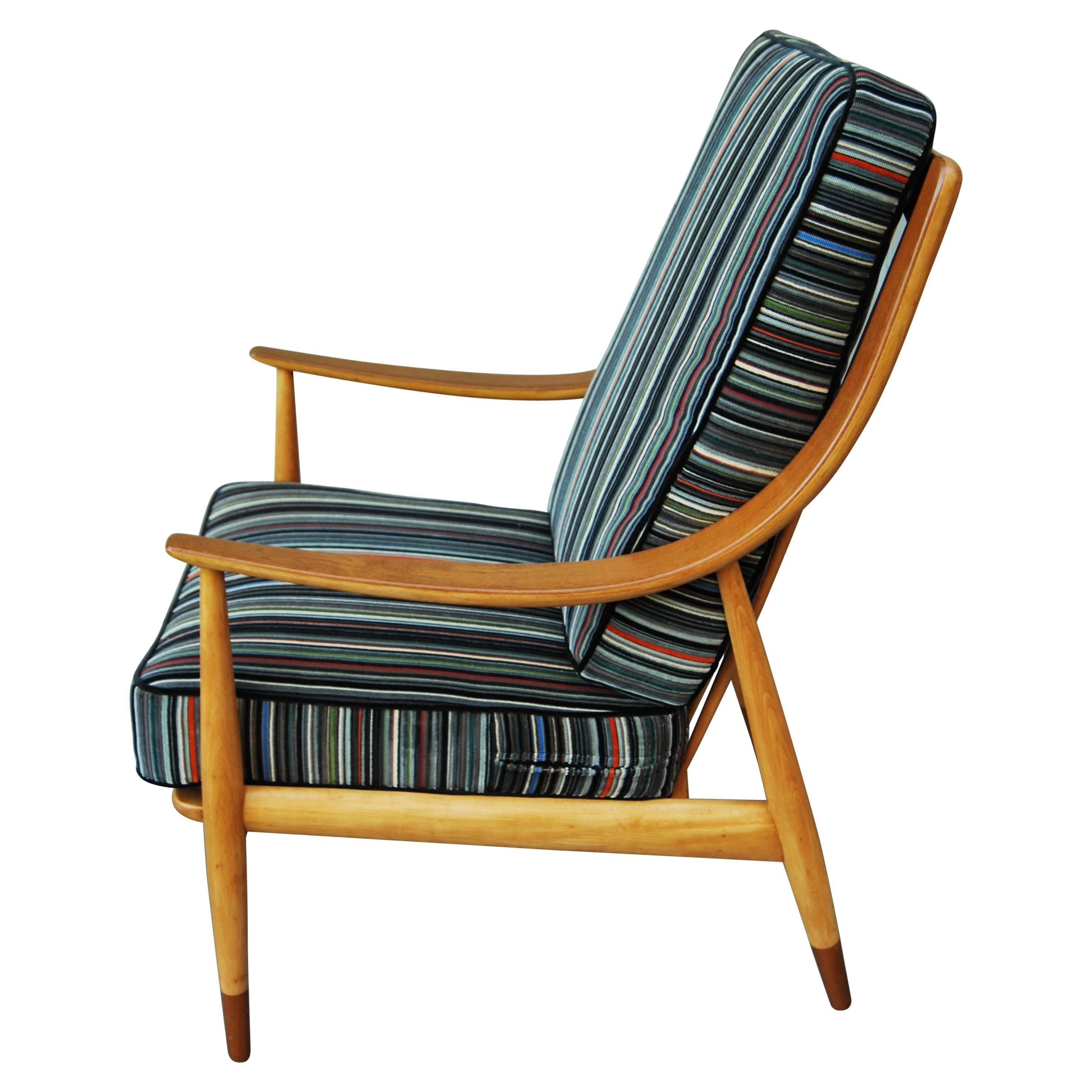Peter Hvidt Tall Back Easy Chair, 1960s For Sale
