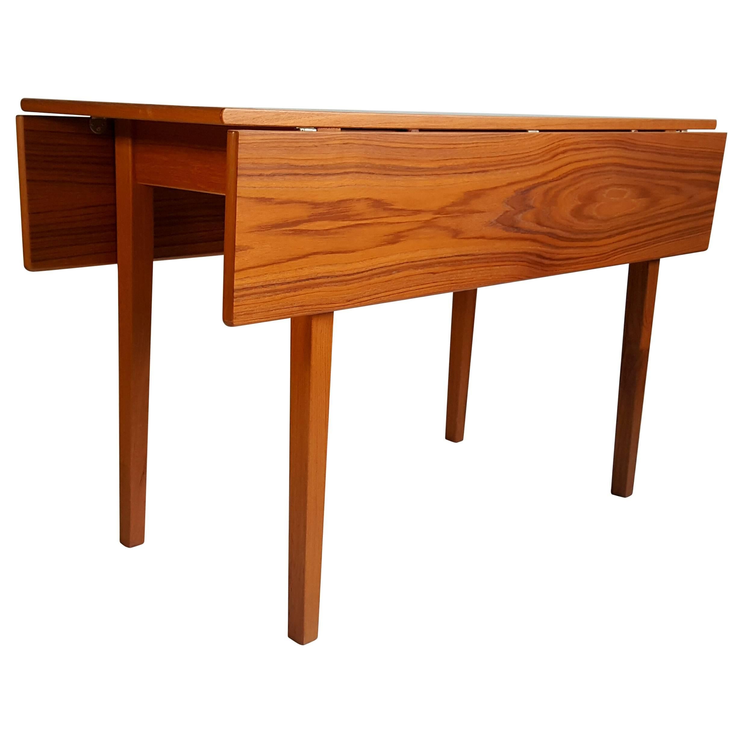 Handsome Teak Drop-Leaf Dining or Breakfast Table, ABJ Made in Denmark