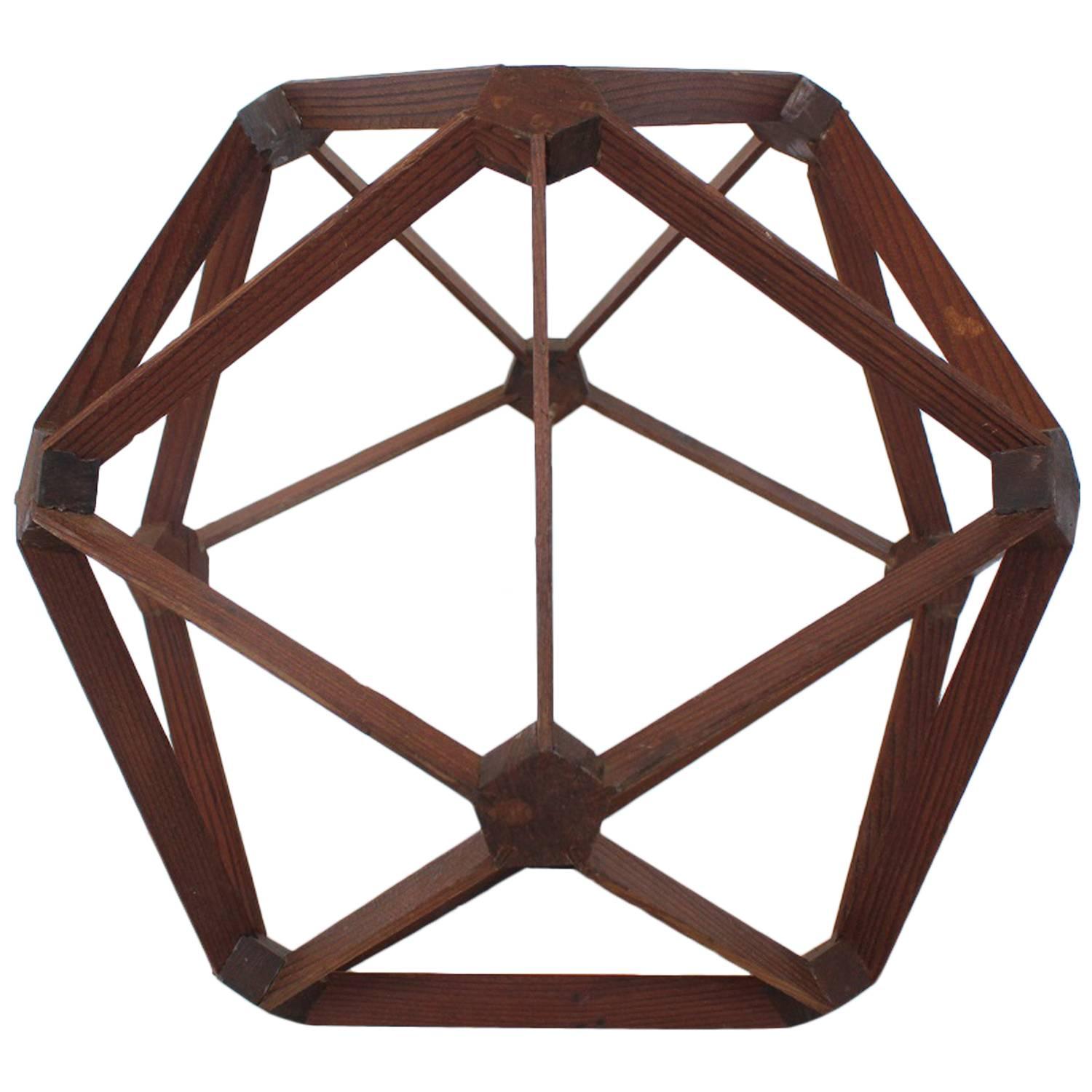 Mid-Century Wood Molecule Sphere Sculpture