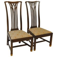 Pair of Arts & Crafts Style Mahogany "Sebastian" Side Chairs by Hickory Chai