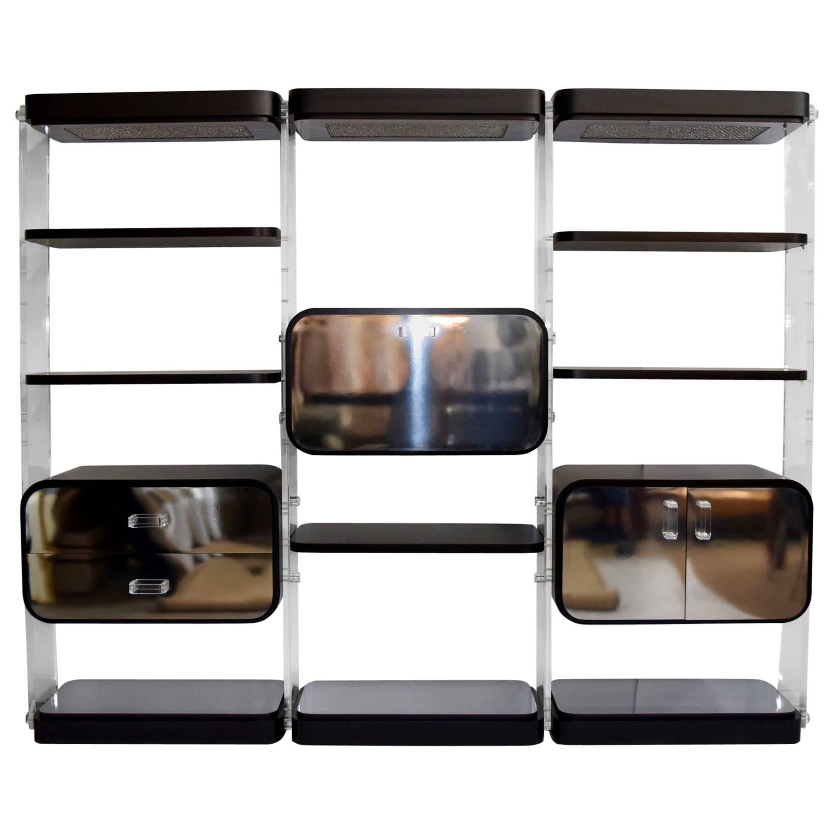 Pace Wall Unit in Lucite and Laminate
