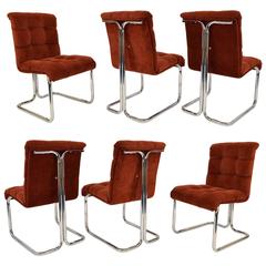 Vintage Set of Six Chrome Frame Chairs by Daystrom