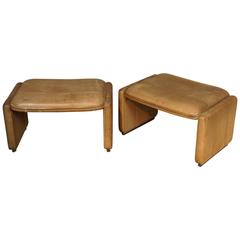 Pair of Leather De Sede Stools