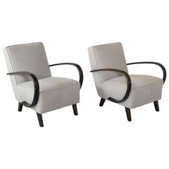 Pair of Art Deco Bentwood Lounge Chairs