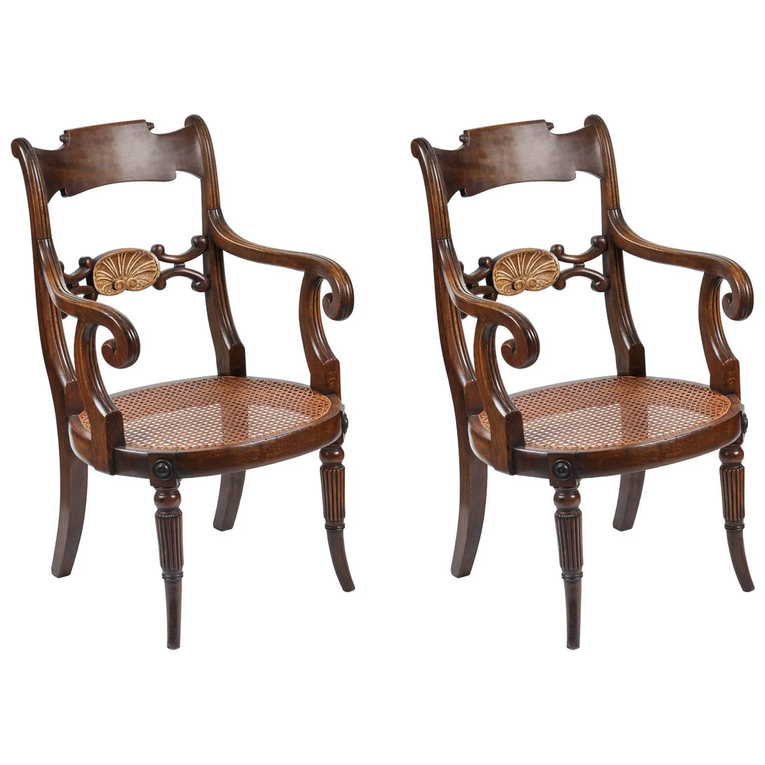 Pair of English Regency Over-Scaled Mahogany Armchairs, circa 1820 For Sale