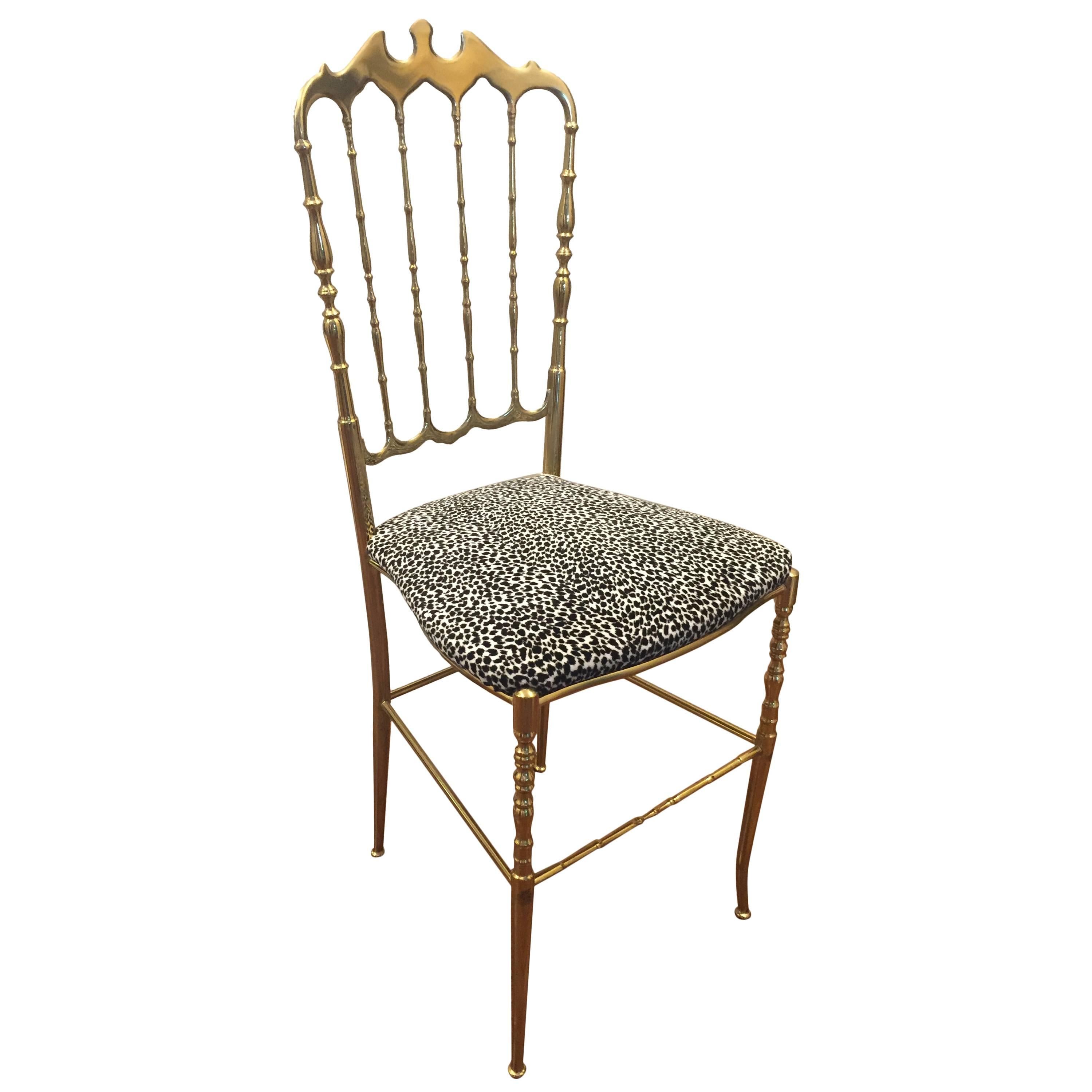Chiavari Polished Brass Chair For Sale
