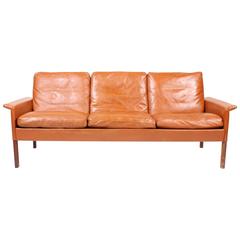 Hans Olsen Sofa in Patinated Leather 7