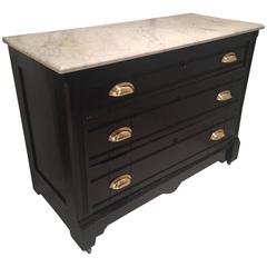 Antique Carrara Marble-Top Painted Chest