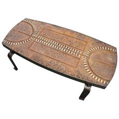 1950s Iron and Stone Coffee Table 1