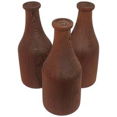 Group of Three Folky Wood Carnival Milk Bottles 6