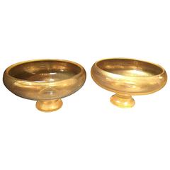 Pair of Mid-Century Gold Murano Bowls