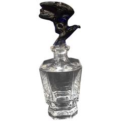 Late 20th Century Serves French Crystal Decanter with Cobalt Eagle Stopper