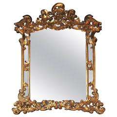 English Gilt Chippendale Mantle Mirror Rococo Frame