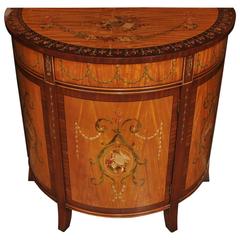 Sheraton Style Painted Demilune Cabinet Regency Satinwood Furniture