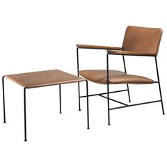 Arden Riddle Iron and Naugahyde Chair with Ottoman, USA, 1960s 9
