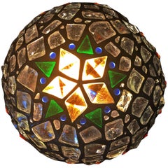 Unique, Vibrant Hungarian Chunk Leaded Glass Globe