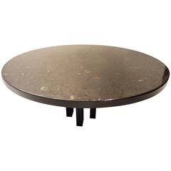 Large Scaled Round Mid-Century Cocktail Table in Hematite by Jean Claude Dresse