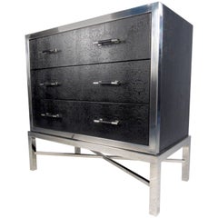 Contemporary Modern Chrome and Faux Snakeskin Chest of Drawers