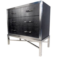 Vintage Contemporary Modern Chrome and Faux Snakeskin Chest of Drawers