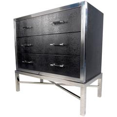 Contemporary Modern Chrome and Faux Snakeskin Chest of Drawers 6