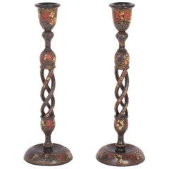 Antikes Paar antiker Kaschmir-Kerzenleuchter