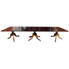 English Mahogany George III Three Pedestal Dining Room Table, Circa 1810 10