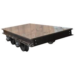 Antique Coffee Table, Old Wagon of French Coal Mine