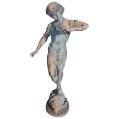 Italian Bronze and Copper Sculpture of Pan Playing Flute, late 19th century