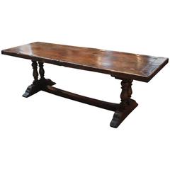 French 19th Century Baluster Leg Farm Table, Trestle Table