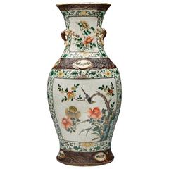 Antique Chinese Qing Famille Verte Cracquel Glaze Vase, 19th Century