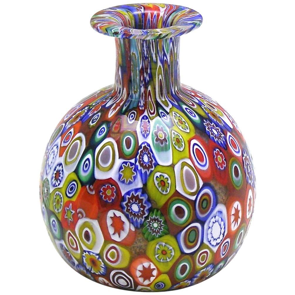 Gambaro & Poggi Millefiori Handblown Murano Glass Diminutive Vase For Sale