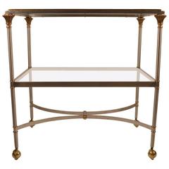 Vintage Steel and Brass Serving Cart Attributed to Maison Jansen